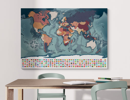 Leere Weltkarte, Van-der-Grinten-Projektion