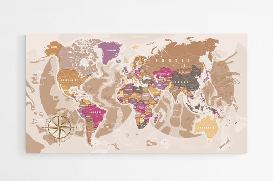 Planisphère mural détaillé en français - world-maps