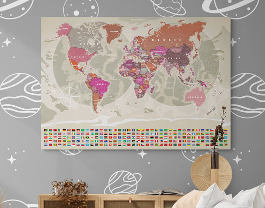 Planisphère mural XXL en français - world-maps