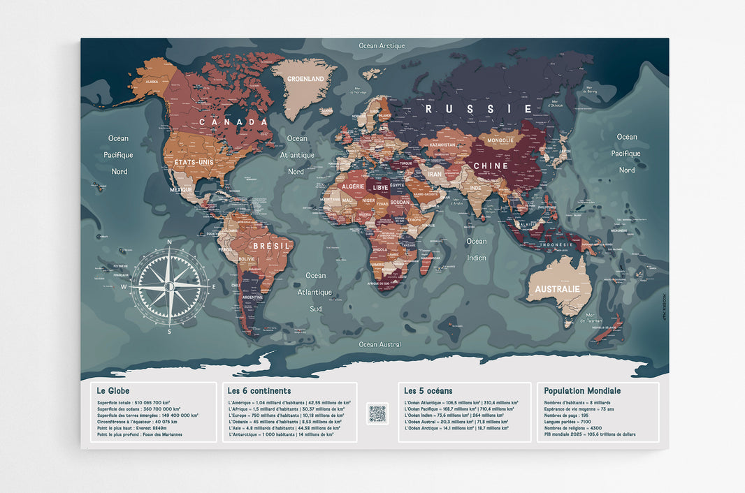 Carte du monde scolaire sur fond blanc