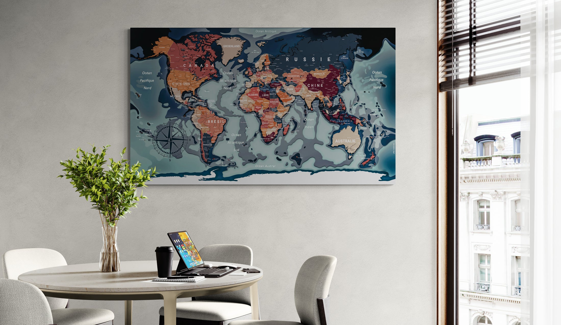 Map mondiale XXL au design modern accrocher au mur - Modernmap