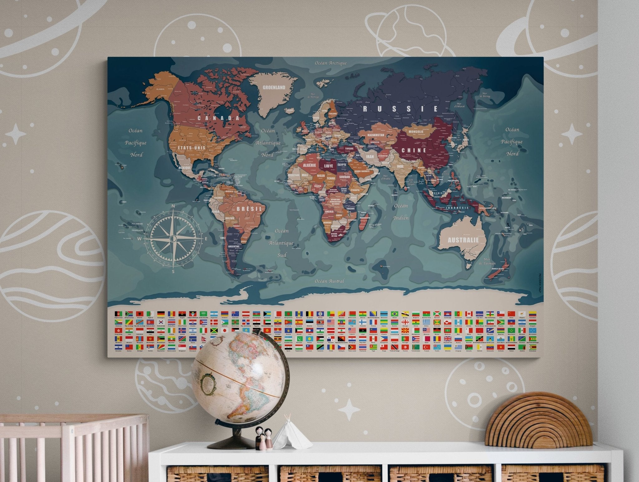 Carte monde déco murale - world - maps