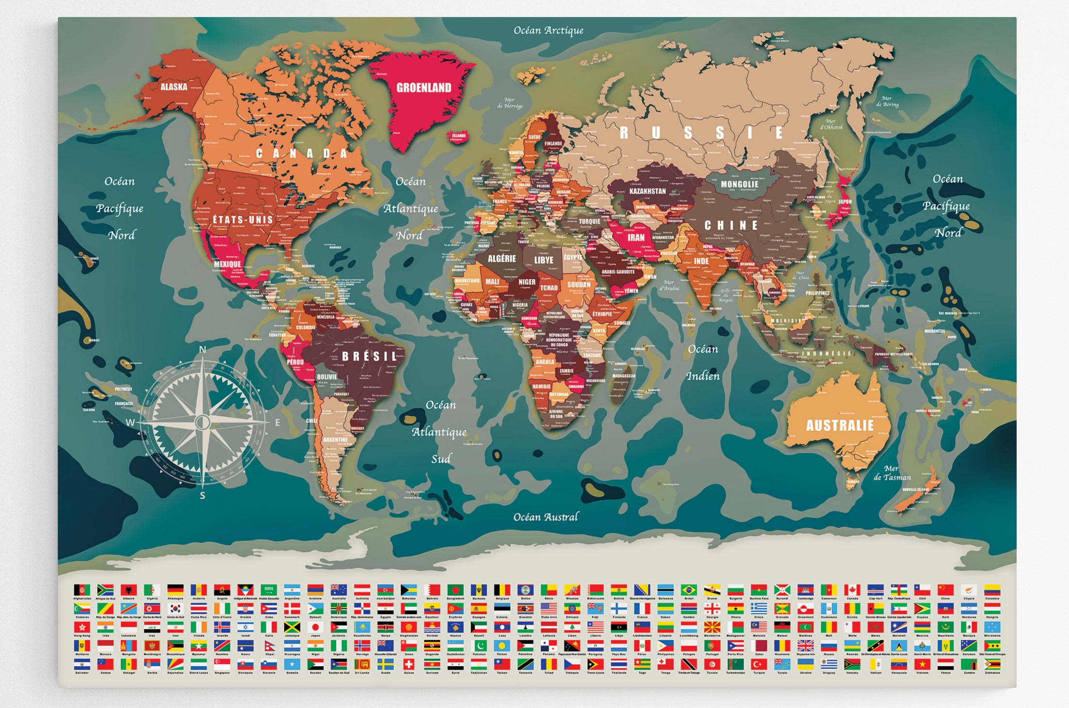 Affiche carte du monde