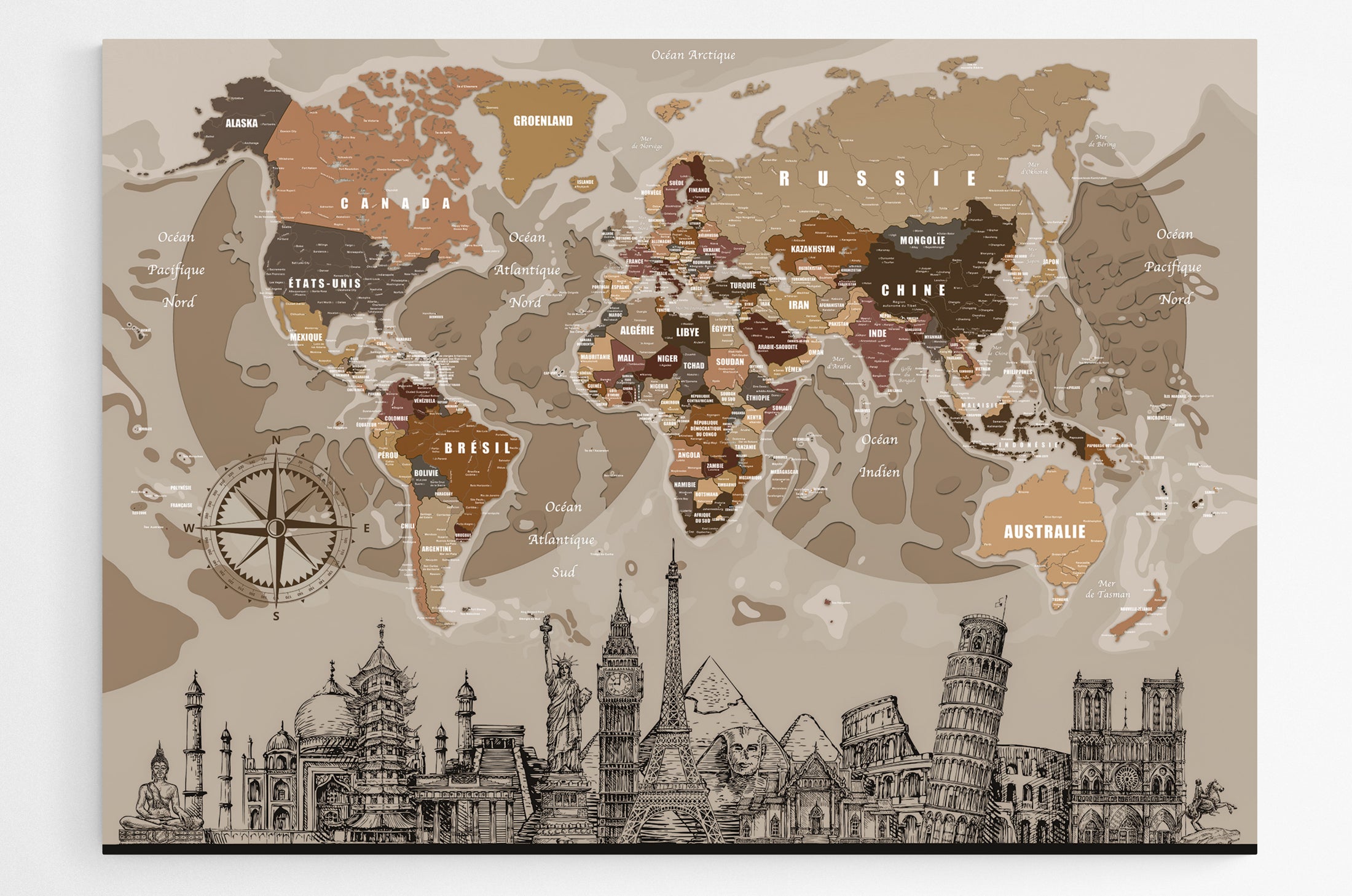 Carte du monde avec monuments N°1