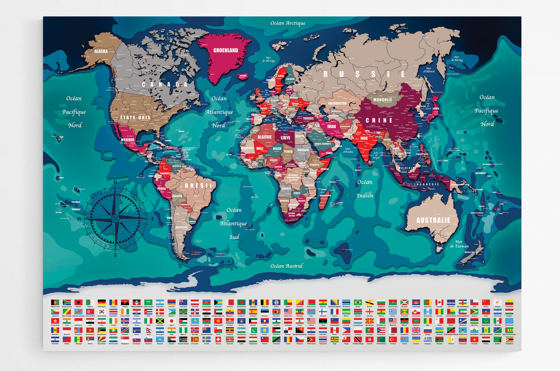 Affiche carte du monde interactive