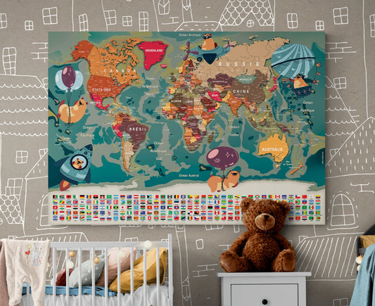 Grand planisphère décoratif - Modern - map