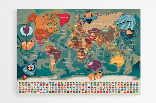 Grand planisphère décoratif - Modern - map