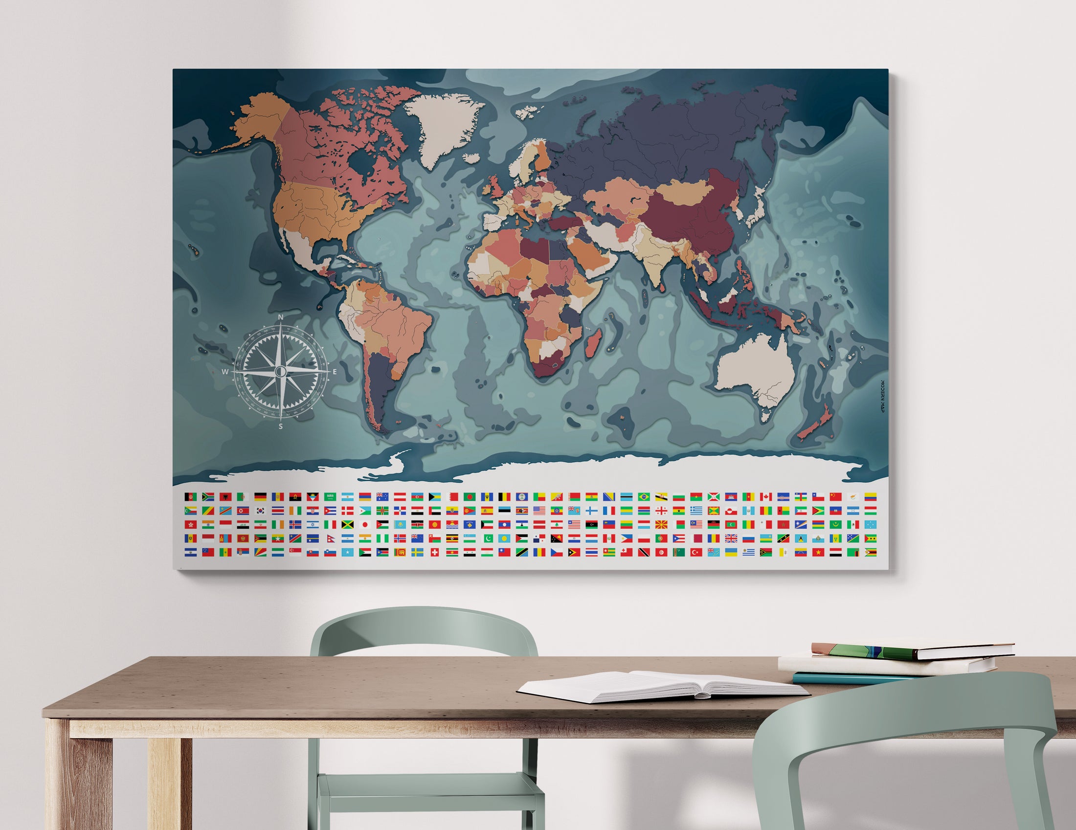 Carte vierge du monde, projection de Van der Grinten