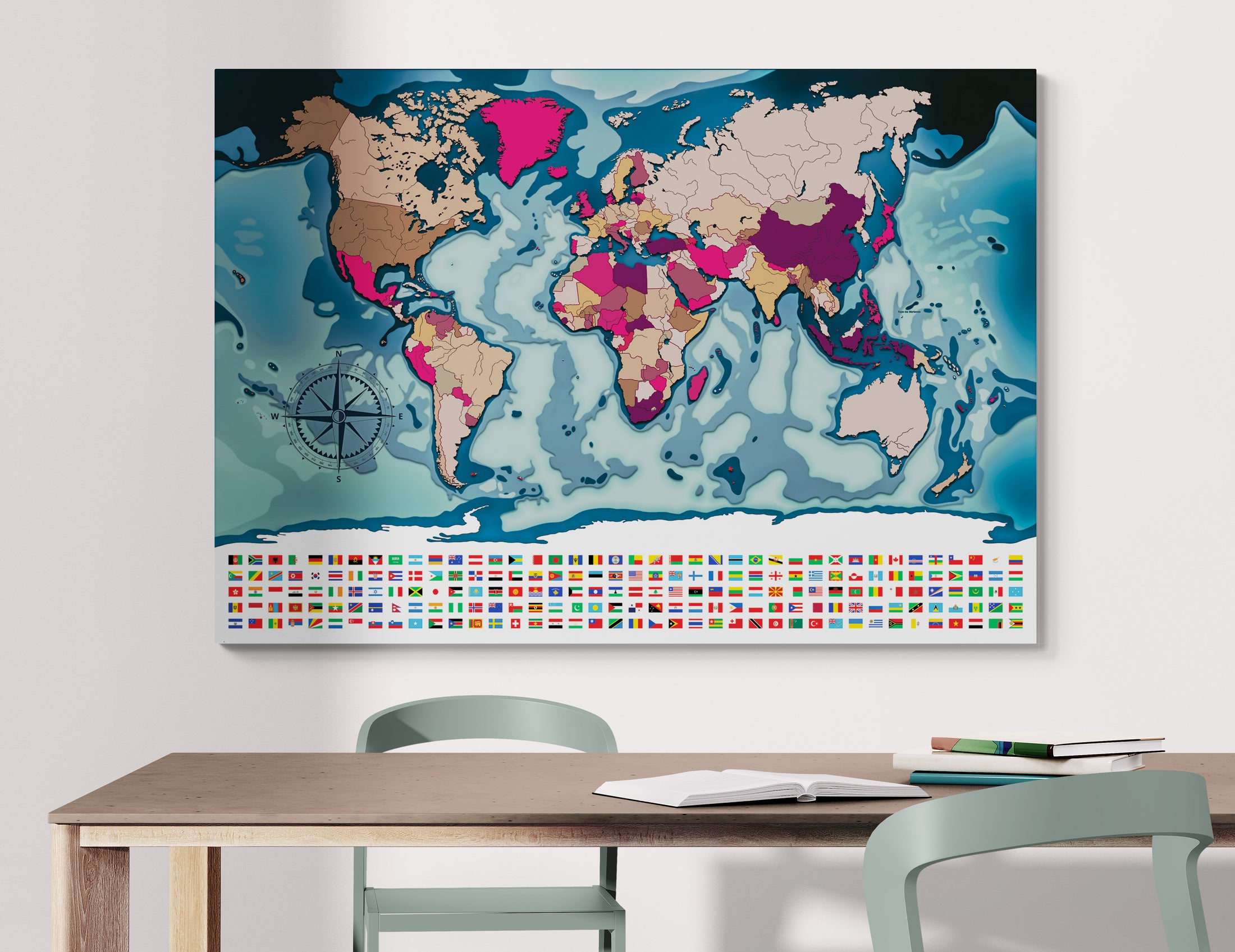 Planisphère XXL vierge, projection de Van der Grinten