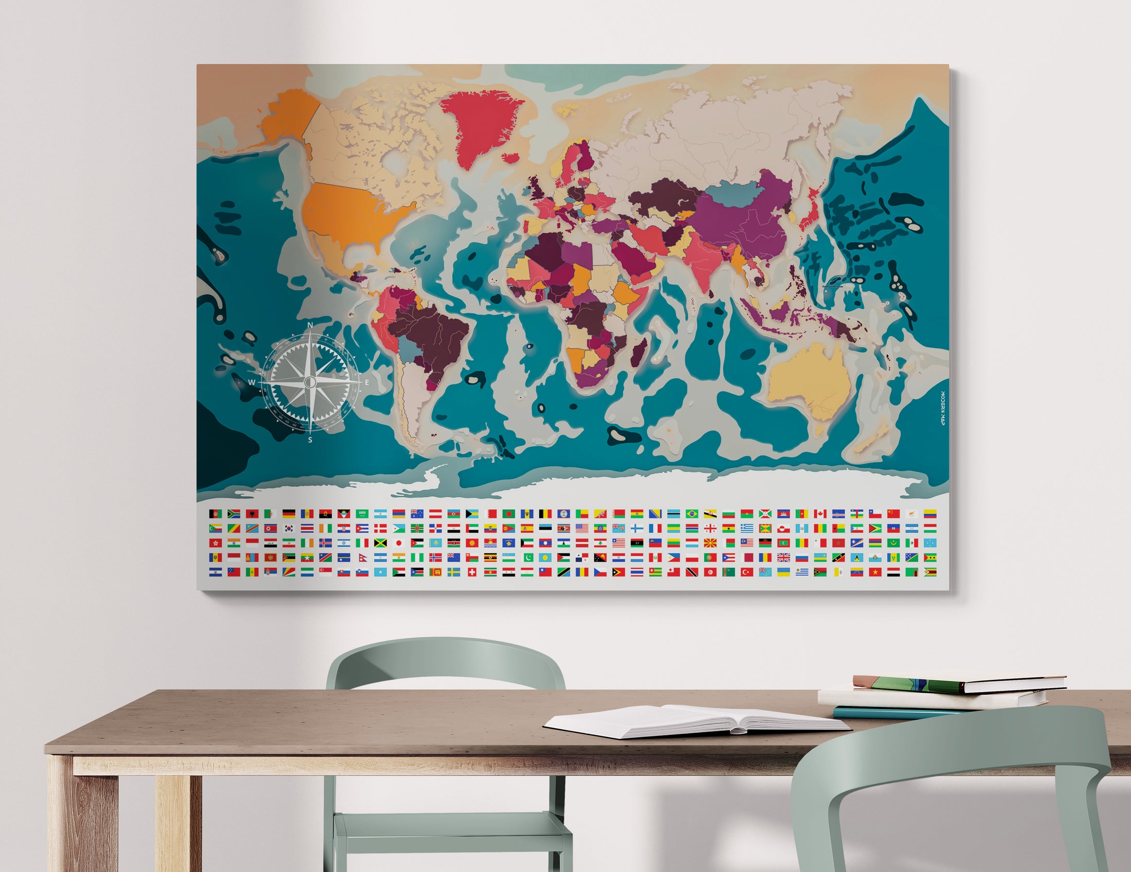 Carte du monde vide, projection de Van der Grinten