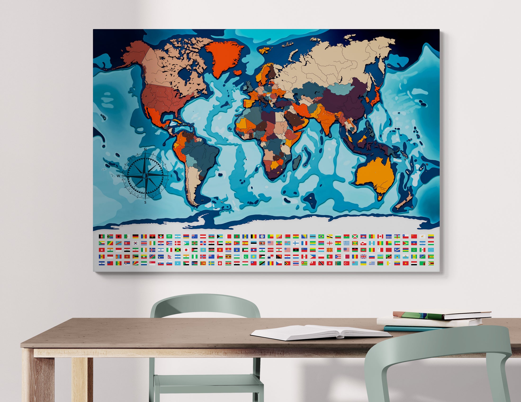 Carte murale vierge, projection de Van der Grinten
