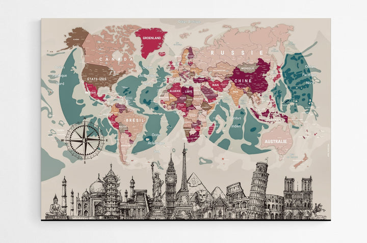 Planisphère multicolore - Modern - map