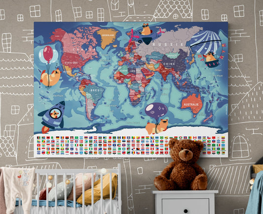 Planisphère multicolore XXL - Modern - map