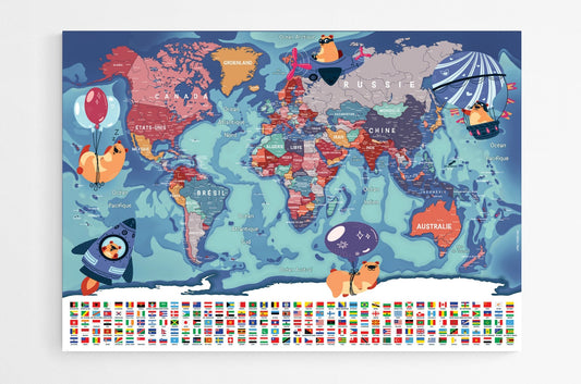 Planisphère multicolore XXL - Modern - map