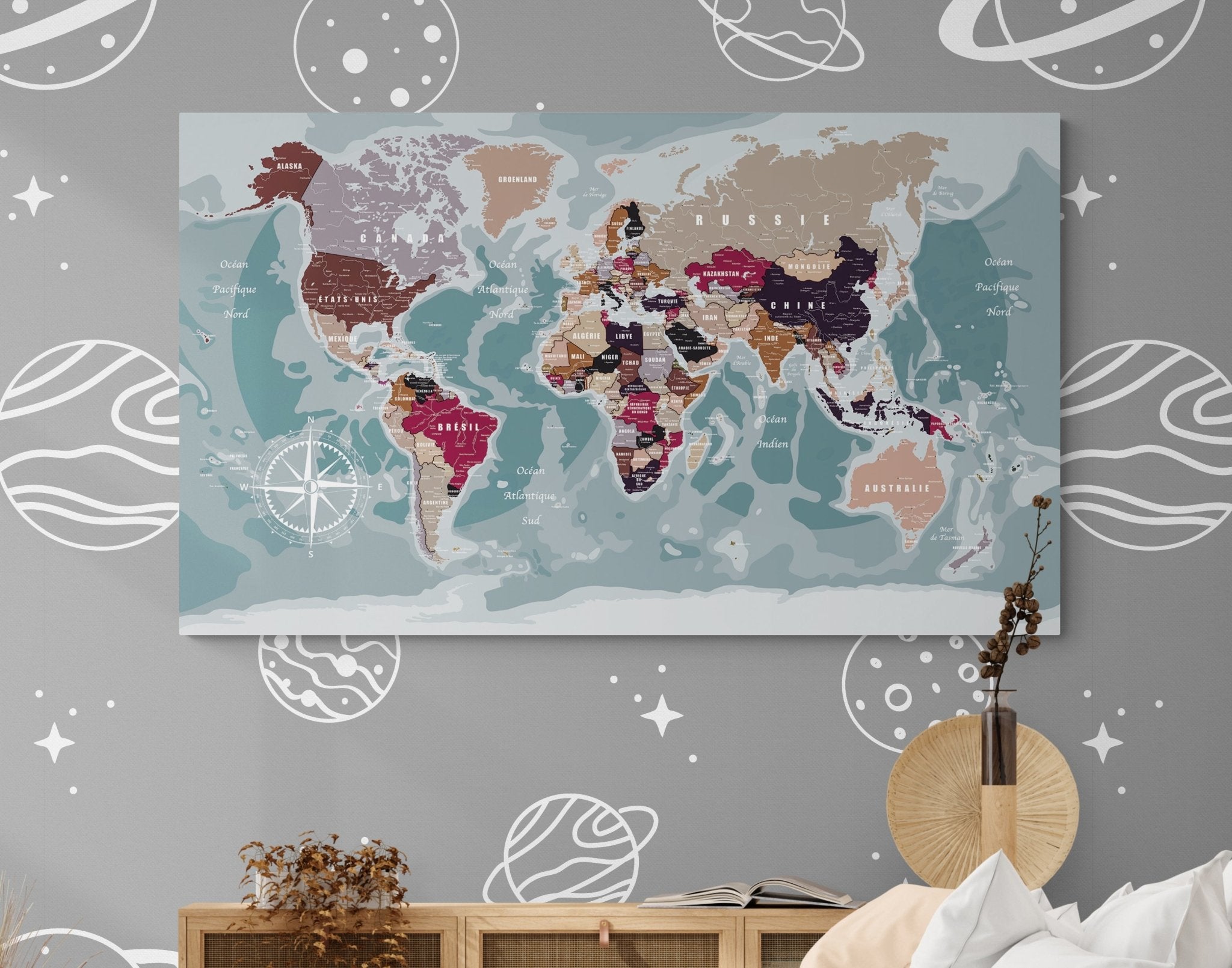 Grand planisphère en français - world-maps