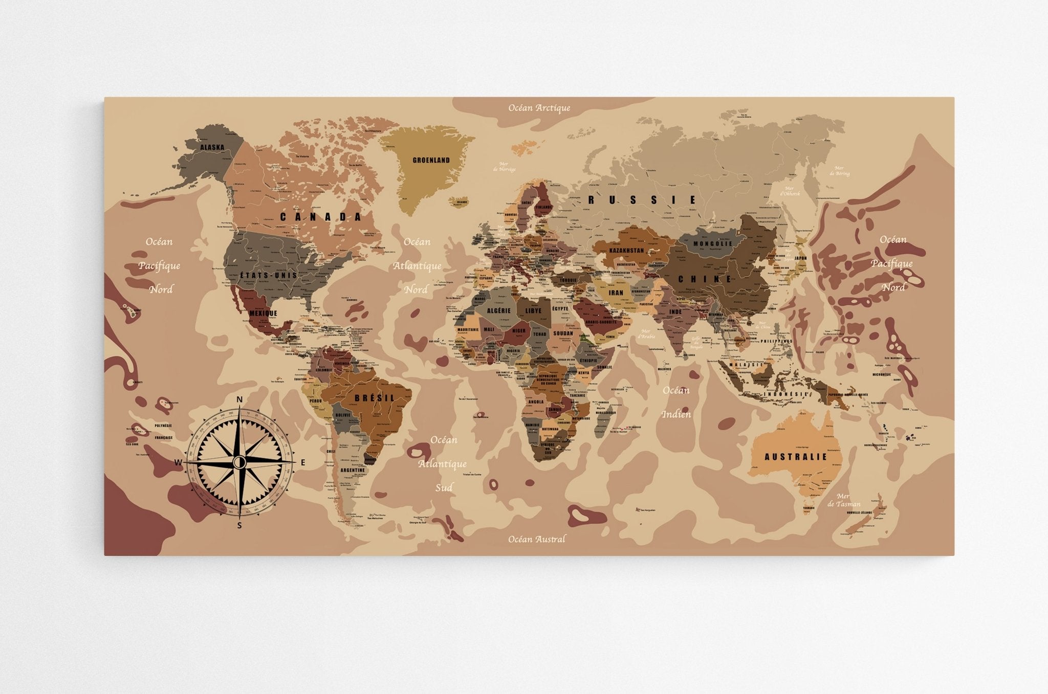 Map monde avec pays détaillée en français - world-maps