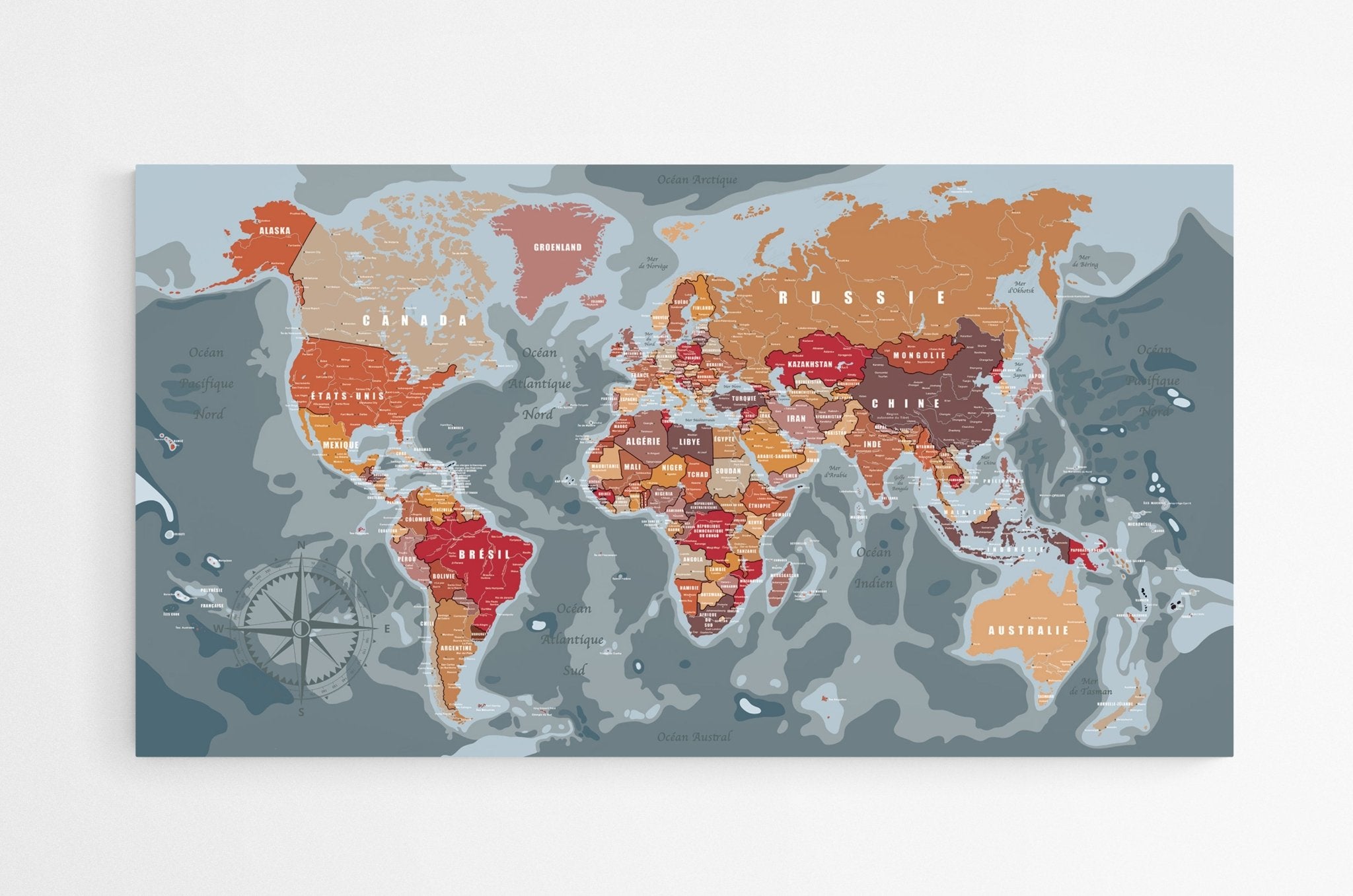 Planisphère monde en français - world-maps