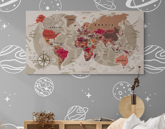 Planisphère mural détaillé en français - world-maps