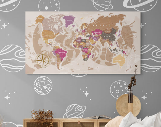 Planisphère mural détaillé en français - world-maps