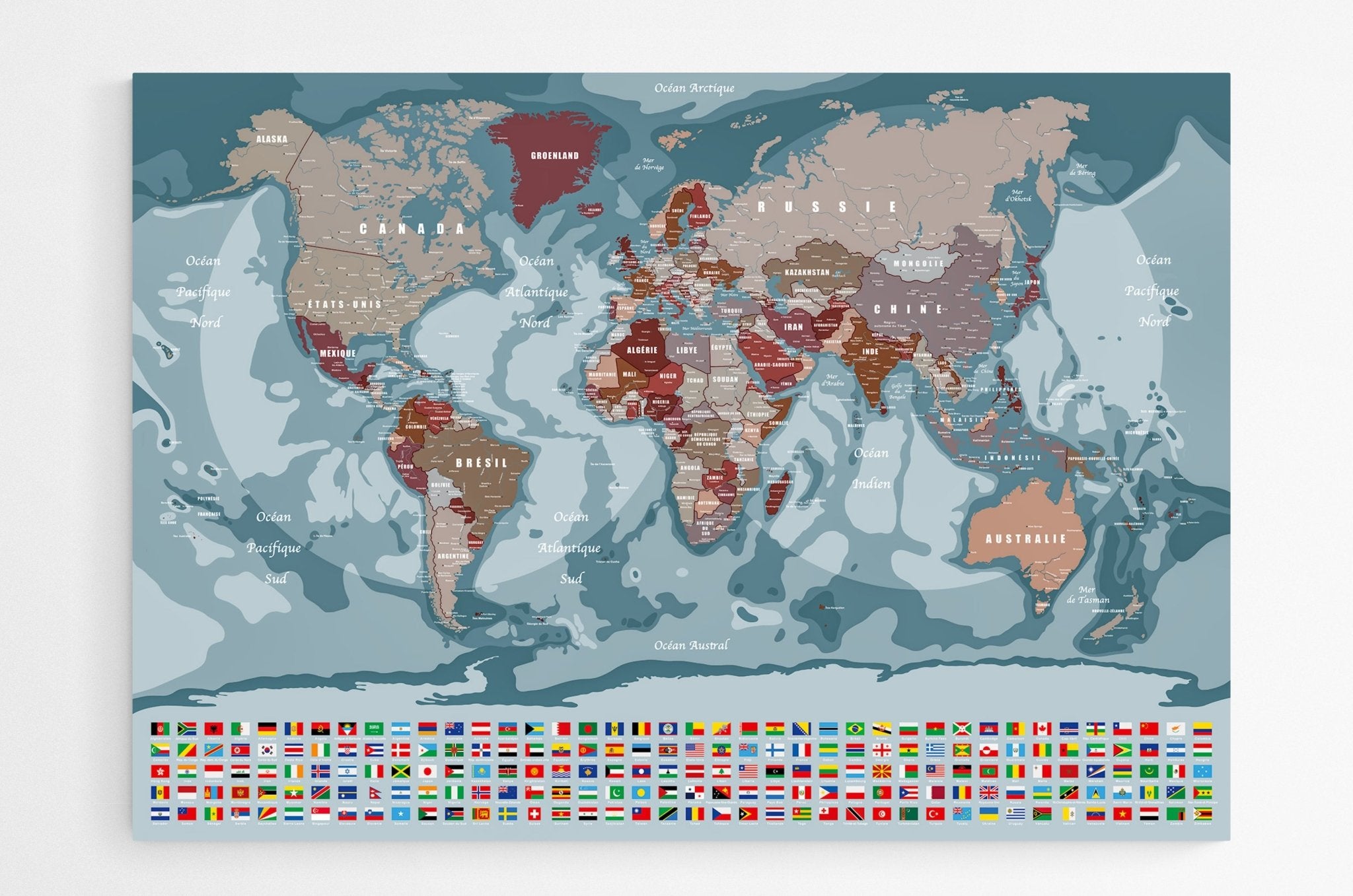 Planisphère mural en français - world-maps