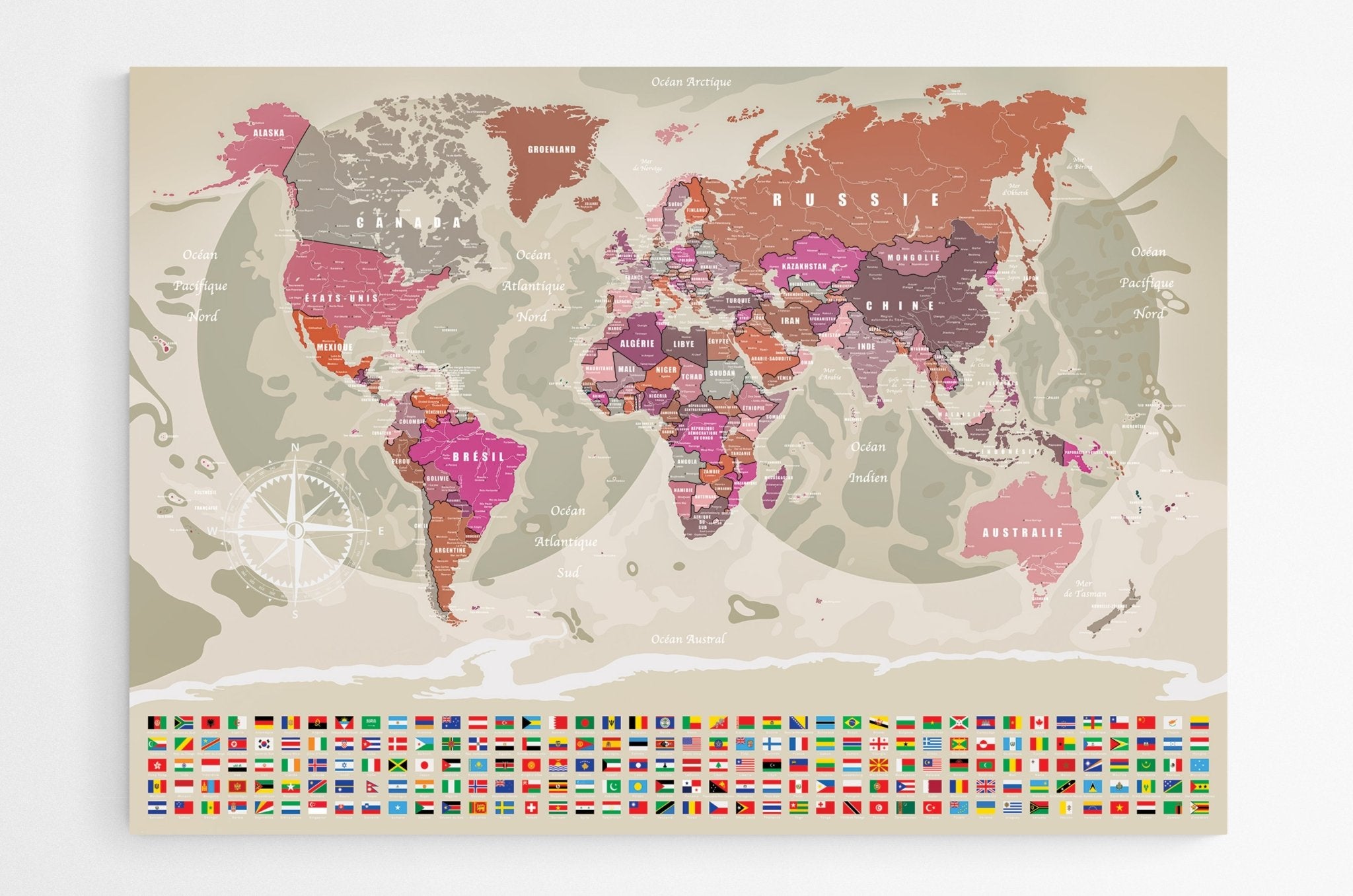 Planisphère mural XXL en français - world-maps